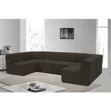 Ollie Boucle Fabric 6 Piece Modular Sectional In Brown