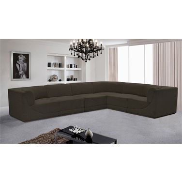 Ollie Boucle Fabric 6 Piece Modular Sectional In Brown