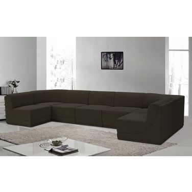 Ollie Boucle Fabric 7 Piece Modular Sectional In Brown