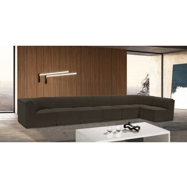 Ollie Boucle Fabric 7 Piece Modular Sectional In Brown