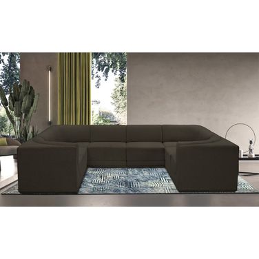 Ollie Boucle Fabric 8 Piece Modular Sectional In Brown