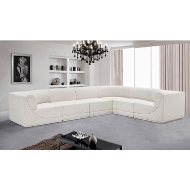 Ollie Boucle Fabric 6 Piece Modular Sectional In Cream