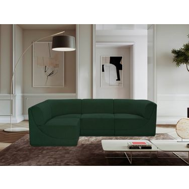 Ollie Boucle Fabric 4 Piece Modular Sectional In Green