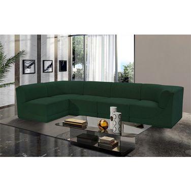 Ollie Boucle Fabric 5 Piece Modular Sectional In Green