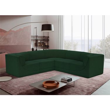 Ollie Boucle Fabric 5 Piece Modular Sectional In Green