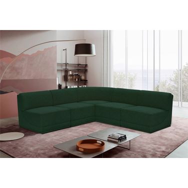 Ollie Boucle Fabric 5 Piece Modular Sectional In Green