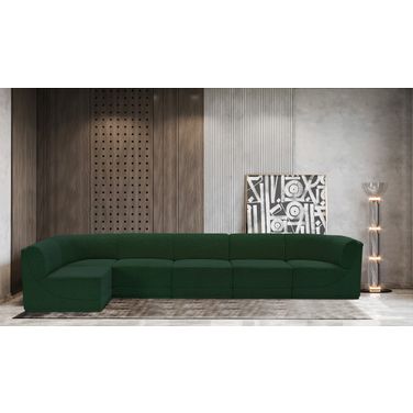 Ollie Boucle Fabric 6 Piece Modular Sectional In Green