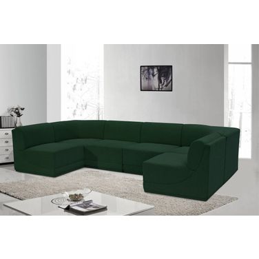 Ollie Boucle Fabric 6 Piece Modular Sectional In Green
