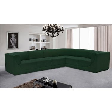 Ollie Boucle Fabric 6 Piece Modular Sectional In Green