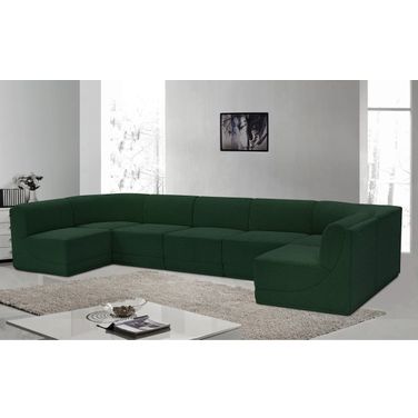 Ollie Boucle Fabric 7 Piece Modular Sectional In Green