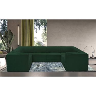 Ollie Boucle Fabric 8 Piece Modular Sectional In Green
