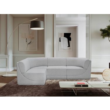 Ollie Boucle Fabric 4 Piece Modular Sectional In Grey