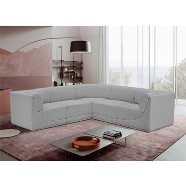 Ollie Boucle Fabric 5 Piece Modular Sectional In Grey