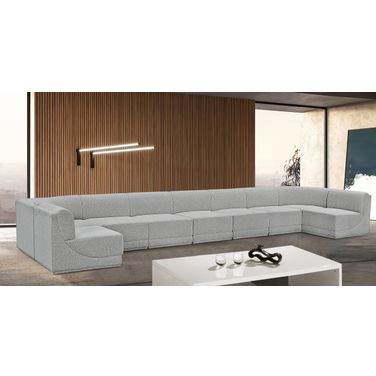 Ollie Boucle Fabric 9 Piece Modular Sectional In Grey