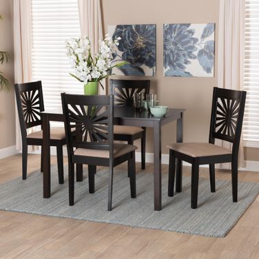 Olympia Wood 5 Piece Dining Set In Beige and Espresso Brown