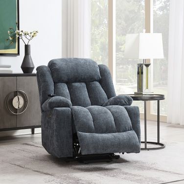 Omarion Power Recliner with Lift and Heating and Massage In Blue