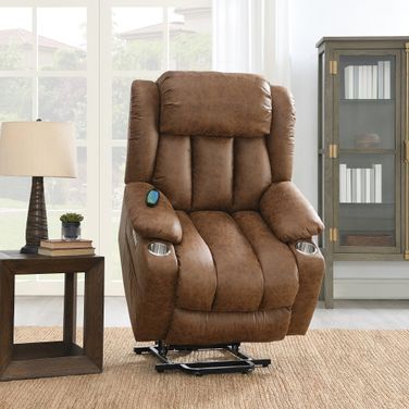 Omarion Power Recliner with Lift and Heating and Massage In Brown