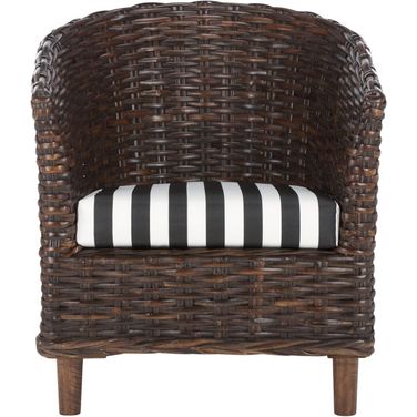 Omni Brown, Black and White Rattan Barrel Chair