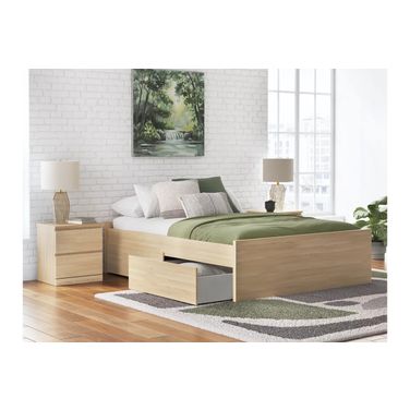 Onita Platform Bedroom Set with 1 Side Storage In Natural