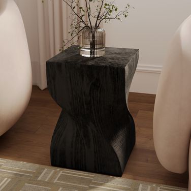 Onyx Fiberglass Outdoor Side Table In Black