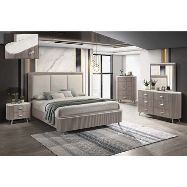 Opal King Bed In Light Taupe