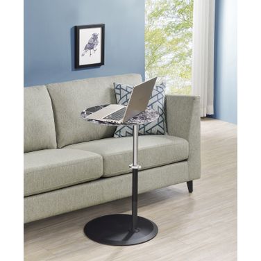 Orbit 15.5 Inch End Table with Height Adjustable Marble Textured Top In Black