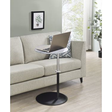Orbit 15.5 Inch End Table with Height Adjustable Marble Textured Top In Gray