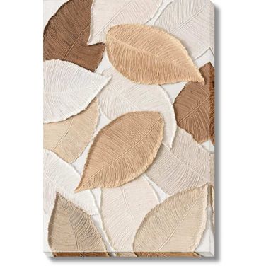 Organic Neutral Harmony Textured Leaf Art Canvas Wall Art In Multi
