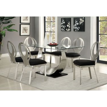 Orla Dining Room Set In Silver and Black