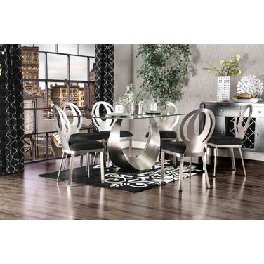 Orla Dining Table In Silver and Black