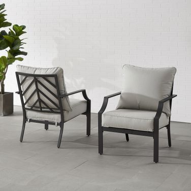 Otto Outdoor Chair Set of 2 In Gray and Matte Black