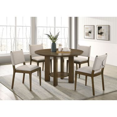 Ottowa Round Wood Dining Room Set In Brown