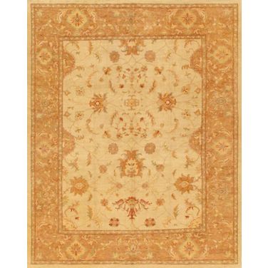 Oushak Collection Hand-Knotted Lamb's Wool Area Rug-10'10" x 13' 9" In Camel and Beige