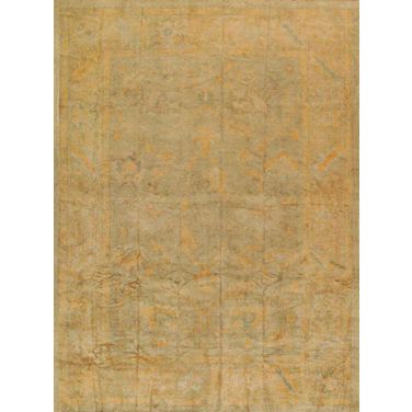 Oushak Collection Hand-Knotted Lamb's Wool Area Rug- 10' 5" x 13' 10" In Light Green and Beige