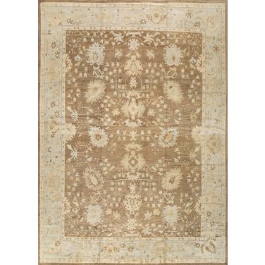 Oushak Collection Hand-Knotted Lamb's Wool Area Rug-13' 2" x 18' 1" In Light Blue and Brown