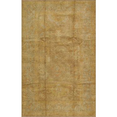 Oushak Collection Hand-Knotted Lamb's Wool Area Rug- 4' 3" x 6' 7" In Light Blue and Light Brown