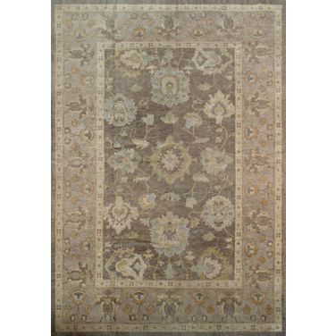Oushak Collection Hand-Knotted Lamb's Wool Area Rug- 6' 9" x 9' 7" In Light Gray and Grey