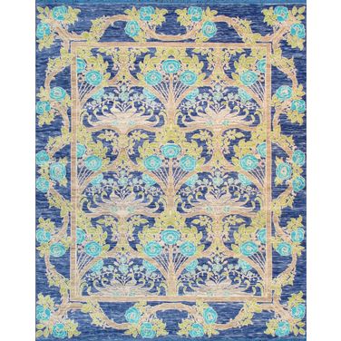 Oushak Collection Hand-Knotted Wool Area Rug- 7'11" x 9' 9" In Blue
