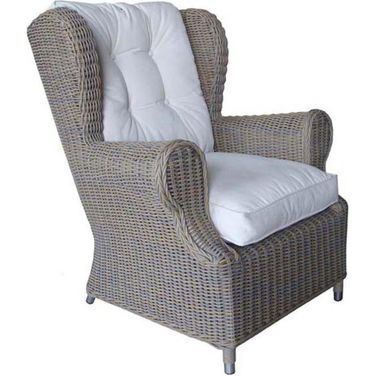 Outdoor Grey Kubu Wing Chair With White Cushion