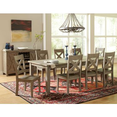 Outer Banks 96 Inch 9 Piece Farmhouse Dining Room Set In Driftwood