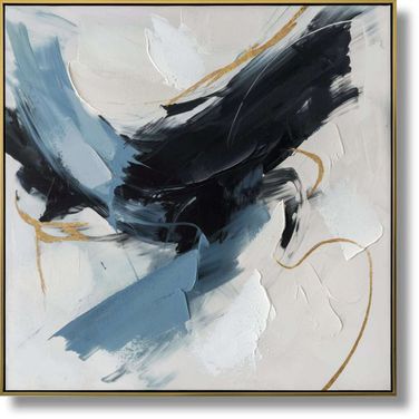 Outspoken Cascade Abstract Canvas Wall Art In Midnight