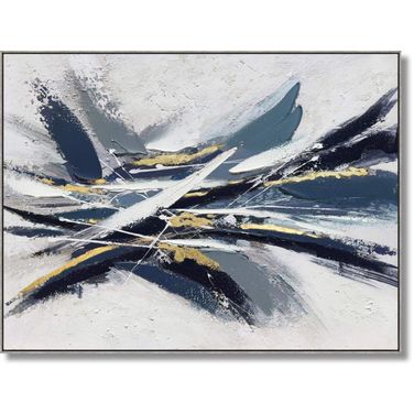 Outspoken Streaked Midnight Abstract Canvas Wall Art In Gold