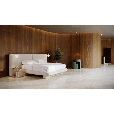 Overlap 2 Panel Upholstered Bedroom Set In Cream