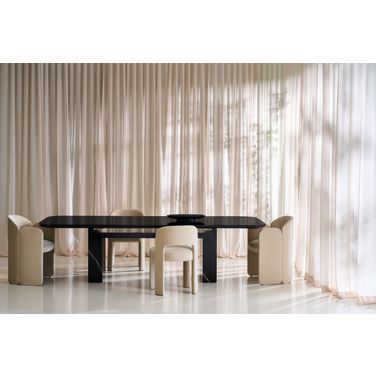Overlap Dark Rectangle Dining Room Set In Black