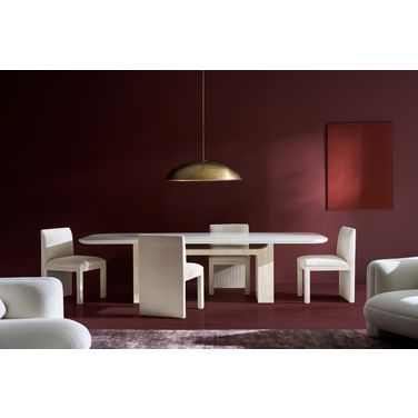 Overlap Light Rectangle Dining Room Set In White