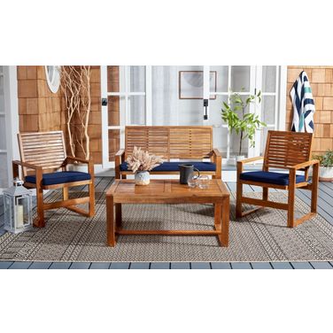 Ozark Brown and Navy 4-Piece Outdoor Living Set