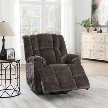 Pacay Power Recliner with Lift and Heating and Massage In Brown