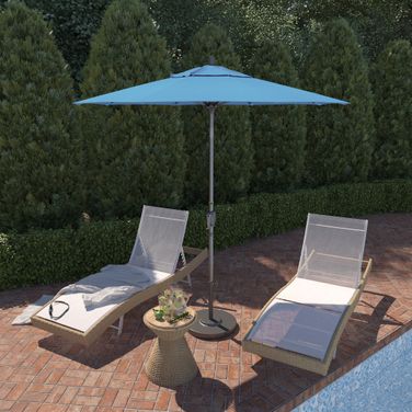 Pacific Trail 7.5' Patio Umbrella with Aluminum Pole Ribs Push Button Tilt Crank Lift with Olefin Fabric In Frost Blue and Hammertone Grey