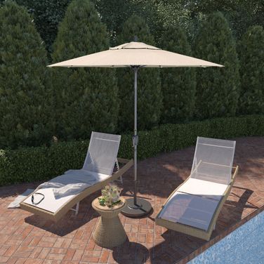 Pacific Trail 7.5' Patio Umbrella with Aluminum Pole Ribs Push Button Tilt Crank Lift with Sunbrella Fabric In Canvas and Hammertone Grey