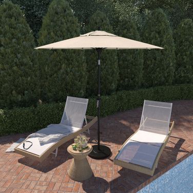 Pacific Trail 7.5' Patio Umbrella with Aluminum Pole Ribs Push Button Tilt Crank Lift with Sunbrella Fabric In Canvas and Stone Black